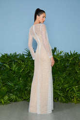 VESTIDO LONGO LAVINIA BORDADO MANGA COLEÇÃO VERÃO 26